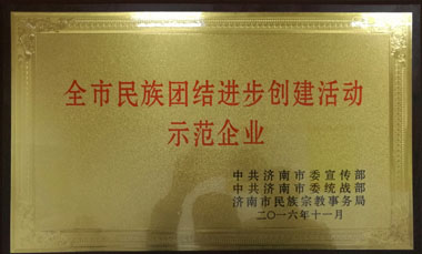 “全市民族團結進步創建活動示范企業”榮譽稱號